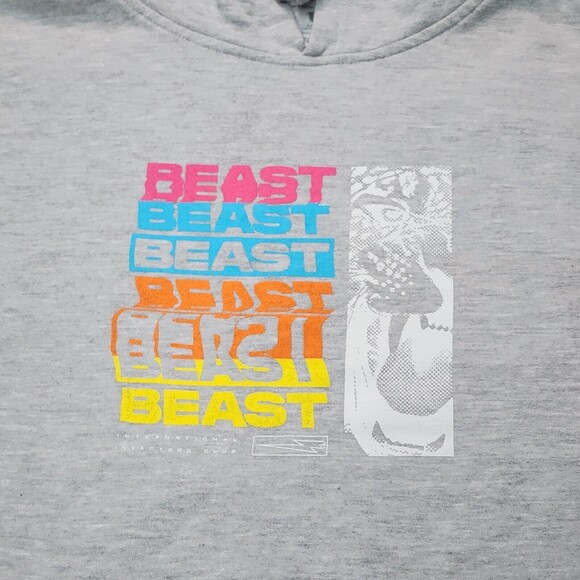 Mr Beast Men's Hoodie Sweater Grey Back Hit Pullover Investors Club Size L - Picture 2 of 11